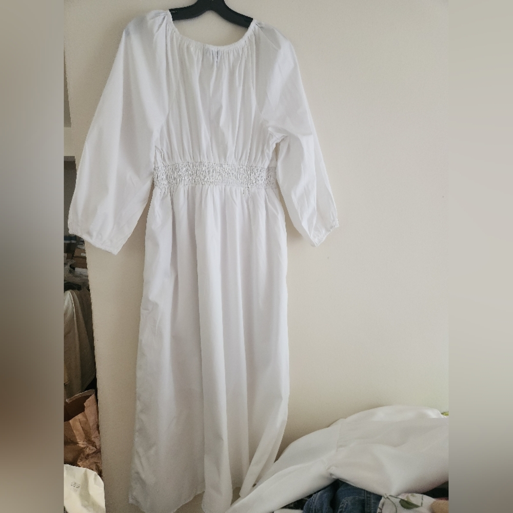 Jcrew v-neck midi dress cotton poplin white sz M, L available NWT - Picture 4 of 14